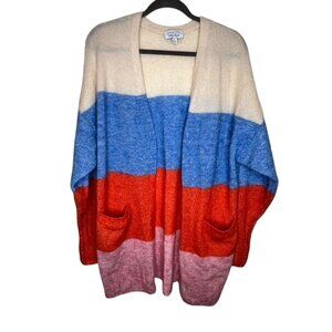 & Other Stories Colorful Color Block Striped Open Cardigan Sweater Small Mohair